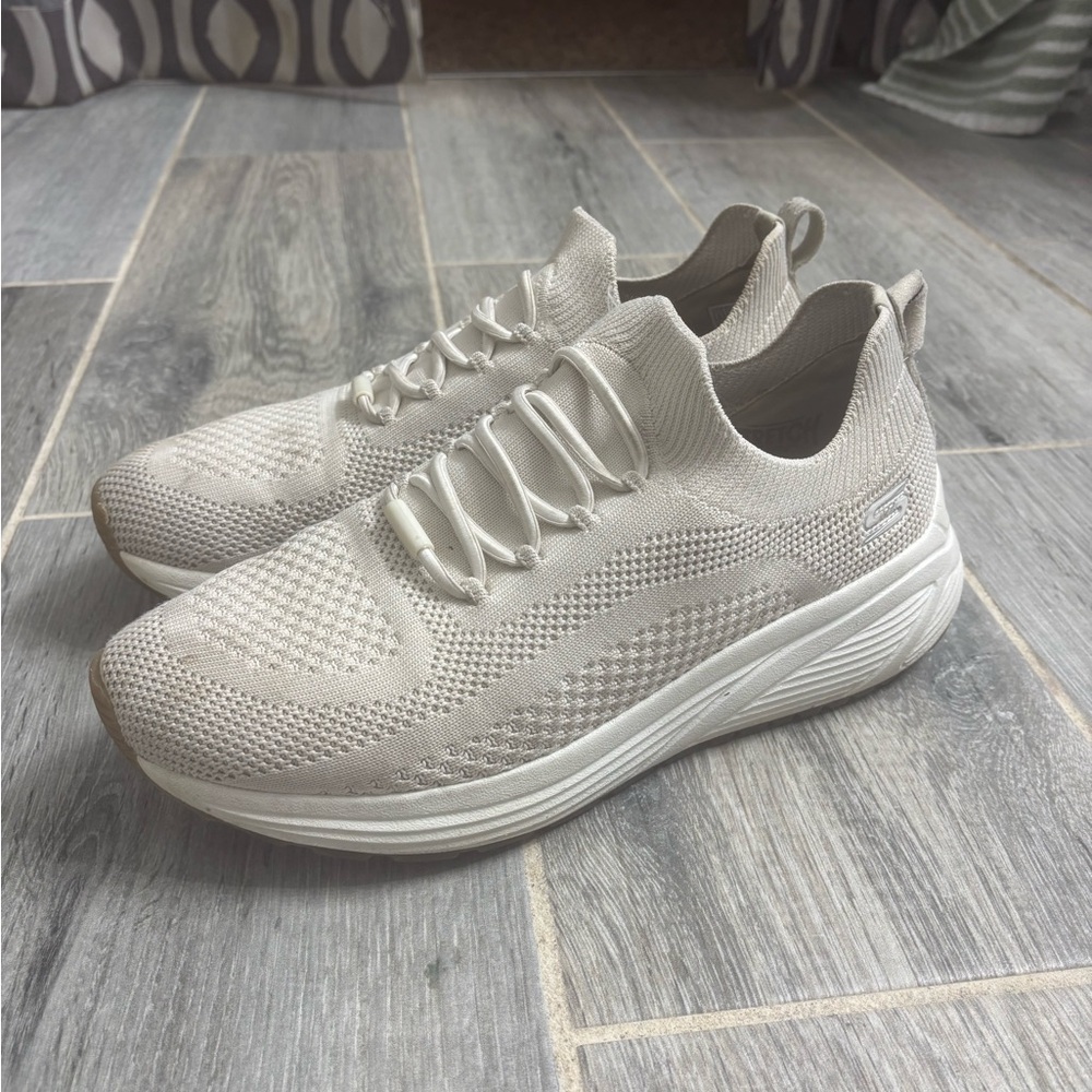 Skechers Cream Knit Sneakers
